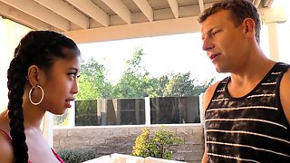 pigtailed asian brunette Jade Kush riding firm dick