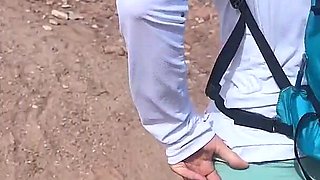 Wild Mountain Flash - Topless Tease on Remote Kyrgyzstan Trail, No Rules
