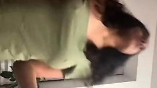 Small titted teen sucks upside down