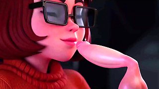Curvy Velma falls victim to multiple ghost dicks bothering her