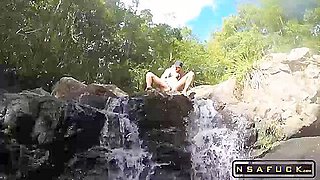Flashing In Public Waterfall Leads To Pussy Fuck