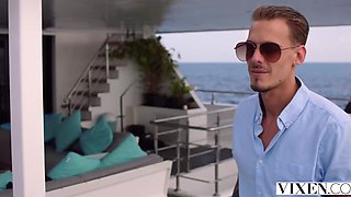 Top model Foxy Sonia and Freya fuck rich guy on a yacht - Vixen