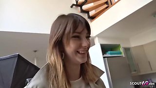 German Lesbians Brutal Anal Pounding for Busty Teen Kristin at Public Casting
