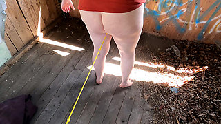 Naked Crotch Rope Walk on Veranda