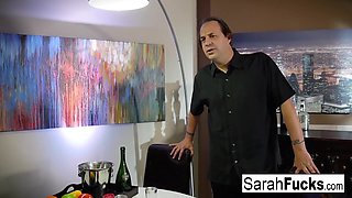 In order to screw the bartender, Sarah Jessie stays late at the establishment.