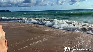 Enjoying the beach in the nude with hubby