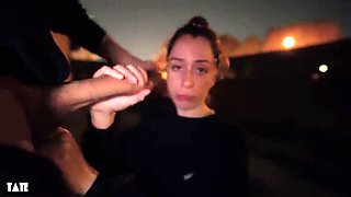 Slutty Teen Arden Takes Huge Public Facial - Risky Outdoor Blowjob & Cumshot