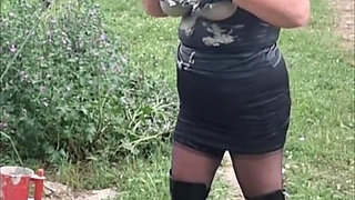 Outside Rubbing Mud Into Huge Boiund Tits in Pulic Set021